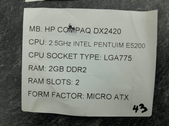 HP Motherboard With I/O Shield Compaq DX2420 LGA775 DDR2 MICRO ATX - Image 3