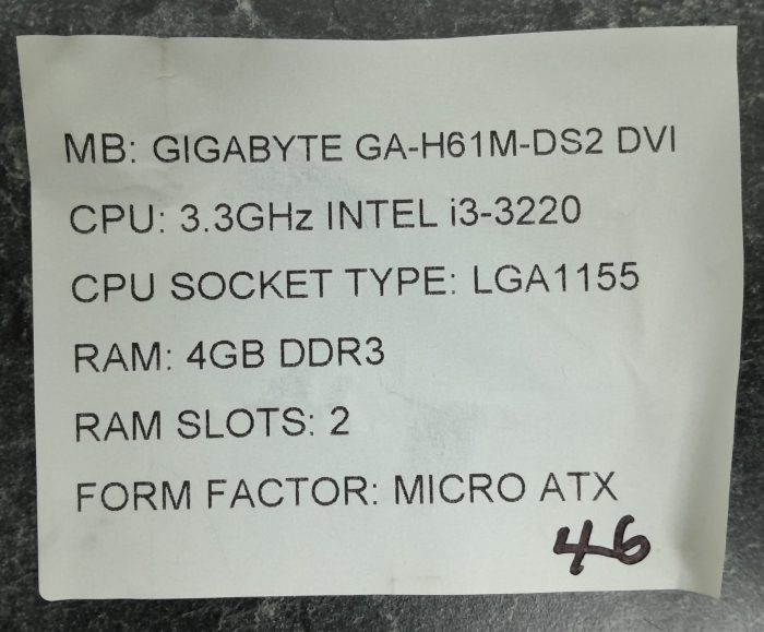 Gigabyte Motherboard With I/O Shield GA-H61M-DS2 DVI LGA1155 DDR3 Micro ATX - Image 3