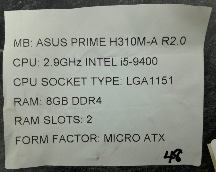 Asus Motherboard With I/O Shield Prime H310M-A R2.0 LGA1151 DDR4 MICRO ATX - Image 3