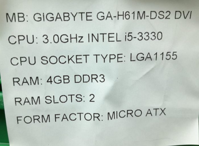 Gigabyte Motherboard i5-3330 With I/O Shield GA-H61M-DS2 DVI LGA1155 DDR3 MICRO ATX - Image 3