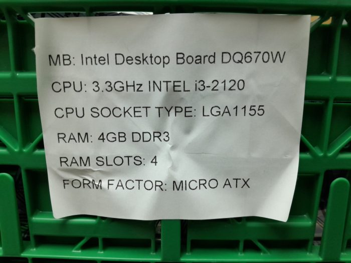 Intel Motherboard i3-2120 With I/O Shield DQ670W LGA1155 DDR3 MICRO ATX - Image 3