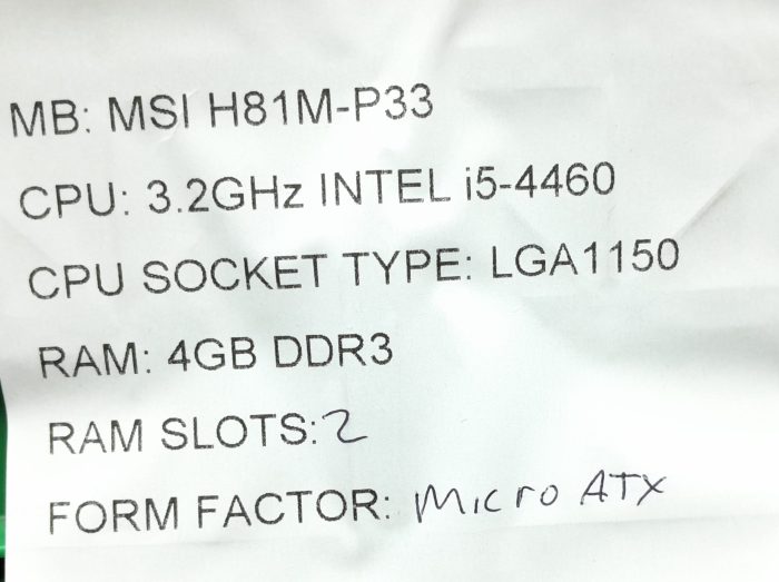 MSI Motherboard With I/O Shield H81M-P33 LGA1150 DDR3 MICRO ATX - Image 3