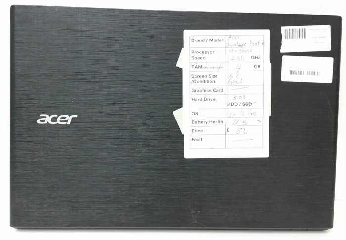 Acer Windows Laptop PC TravelMate P257 Series N15Q1 - i3-5005U @ 2.0GHz - 4GB RAM - 15.6" - 500GB HDD - Windows 10 Pro - Image 4