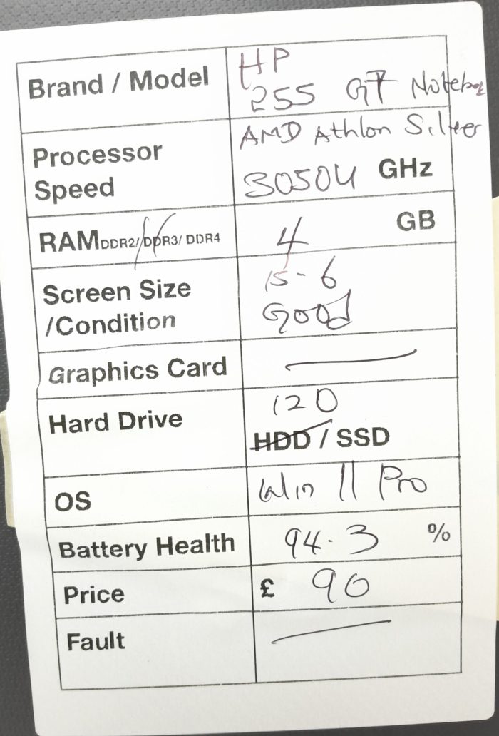 HP Windows Laptop PC 255 G7 - AMD Athlon Silver 3050U @ 2.30GHz - 4GB RAM - 15.6" - 120GB SSD - Windows 11 Pro - Image 3