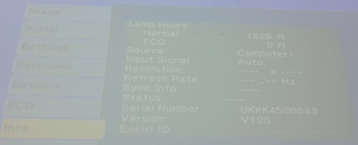 Epson HDMI VGA Projector with 1626 Lamp Hours Used EB-570 H605B - Image 2