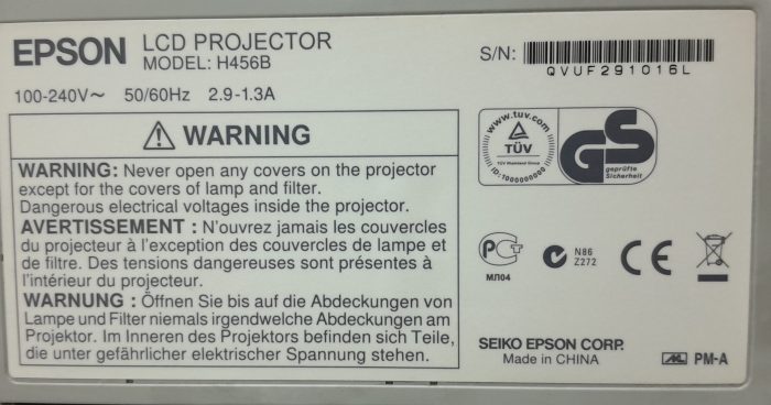 Epson HDMI VGA Projector with 1078 Lamp Hours Used EB-470 H456B - Image 3