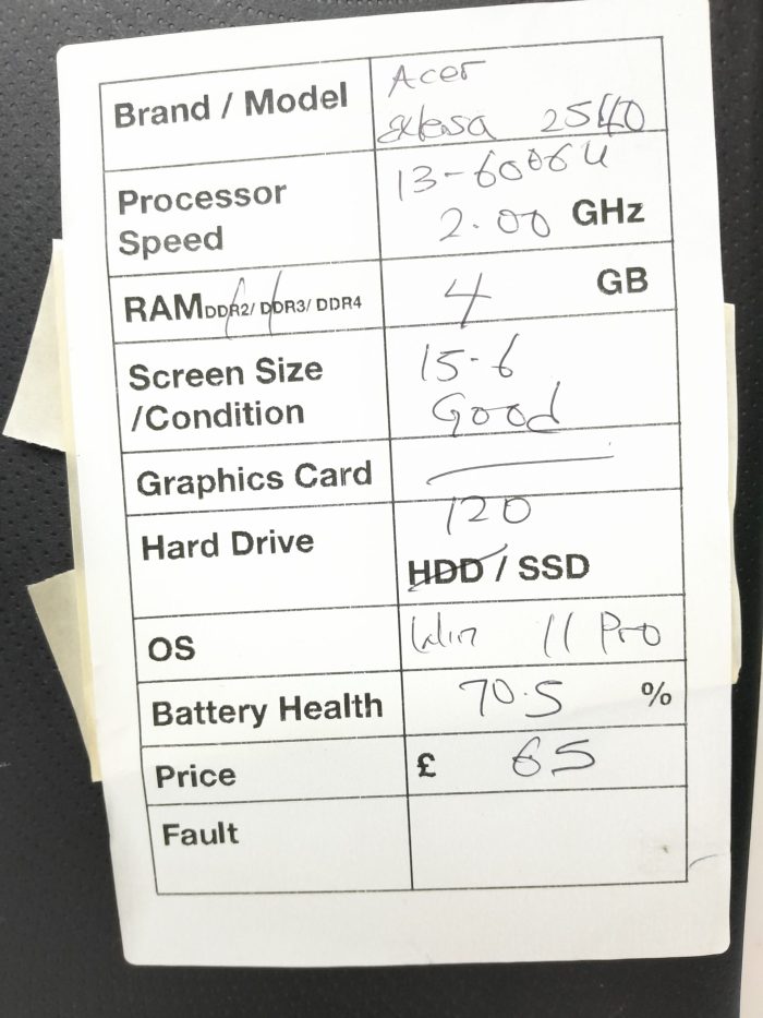 Acer Windows Laptop PC Extensa EX2540 N16C1 - i3-6006U @ 2.00GHz - 4GB RAM - 15.6" - 120GB SSD - Windows 11 Pro - Image 3