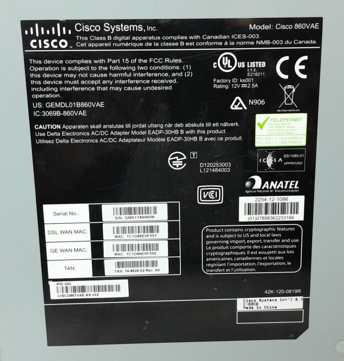 Cisco Wireless Router Cisco 860VAE - Image 3