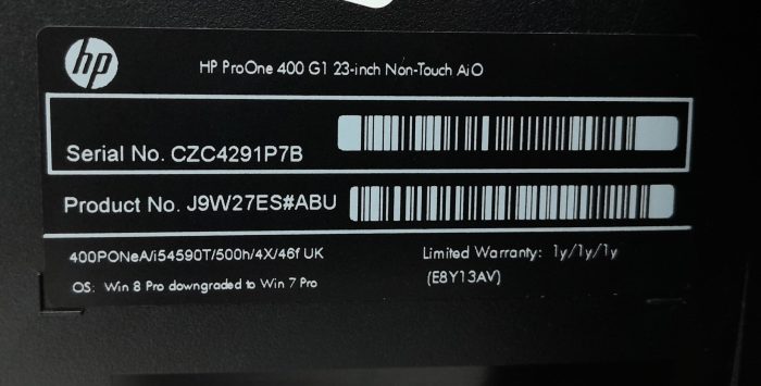 HP All In One PC ProOne 400 G1 - i5-4500T @ 2.00GHz - 4GB Ram - 23" - 120GB SSD - Windows 11 Pro - Image 4
