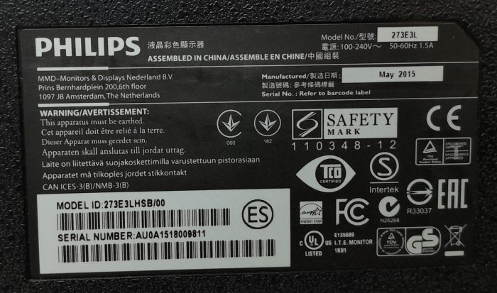 Philips 27" Monitor HDMI DVI VGA 273E3LHSB/00 273E3L - Image 3