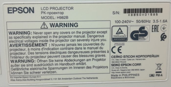 Epson HDMi VGA Projector EB-X49 H982B - Image 3
