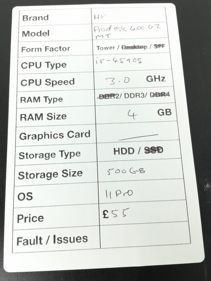 HP Windows Tower PC ProDesk 400 G2 - i5-4590S 3.0GHz  - 4GB RAM - 500GB HDD - 11 Pro - Image 3