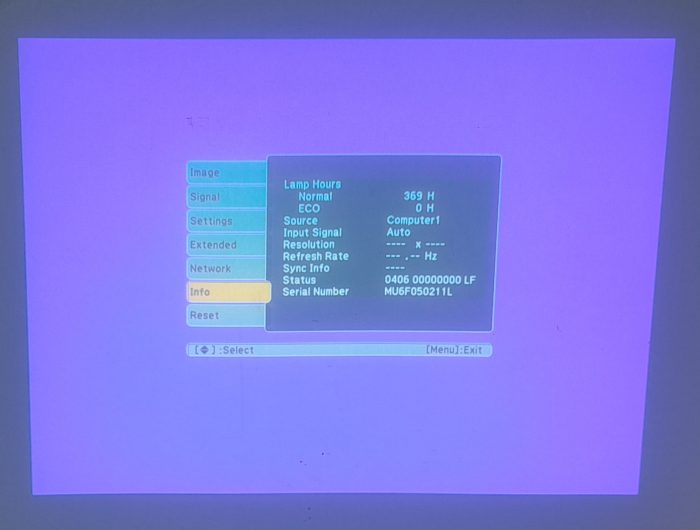 Epson VGA Projector with 369 Lamp Hours Used EB-84L H370B - Image 2
