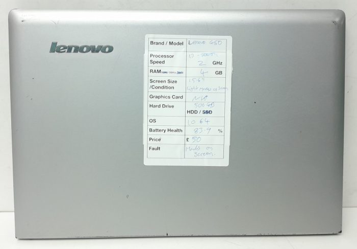 Lenovo Windows Laptop PC G50-80 (80ES) - i3-5005U @ 2.00GHz - 4GB RAM - 15.6" - 500GB HDD - 10 64 - Image 4