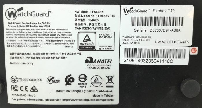 Watchguard Firewall Firebox T40 FS4AE5 - Image 3