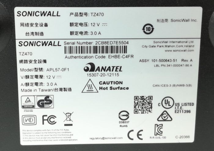 SonicWall Firewall Security Appliance TZ470 APL57-0F1 - Image 3