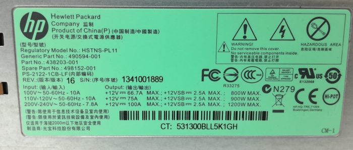 HP Power Supply Unit 1200W HSTNS-PL11 - Image 3