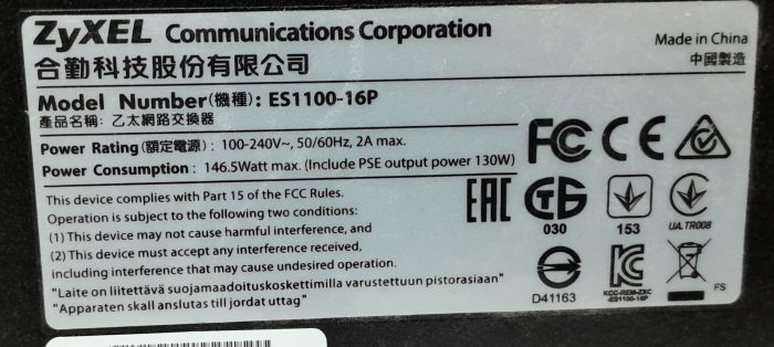 Zyxel Fast Ethernet Switch 16 Ports ES1100-16P - Image 3