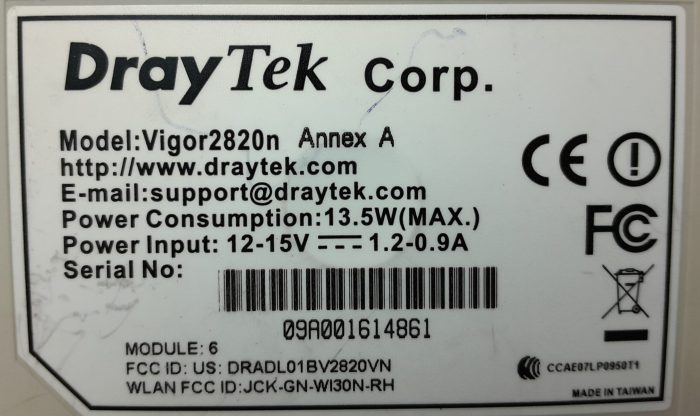 Draytek ADSL2+ Security Firewall Vigor2820n - Image 3