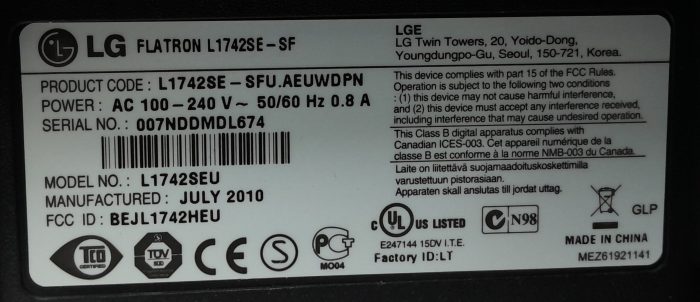 LG 17" VGA Monitor Flatron L1742SE-SF - Image 3
