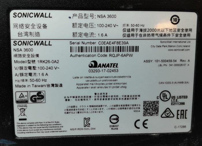 SonicWall Security Firewall Appliance NSA 3600 1RK26-0A2 - Image 3
