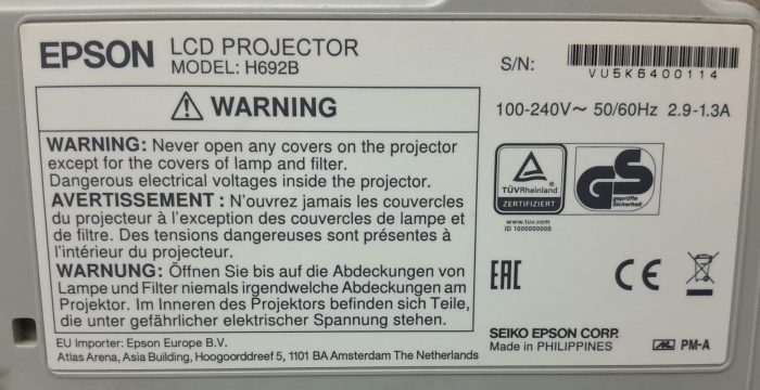 Epson HDMI VGA Projector with 4273 Lamp Hours Used EB-X27 H692B - Image 3