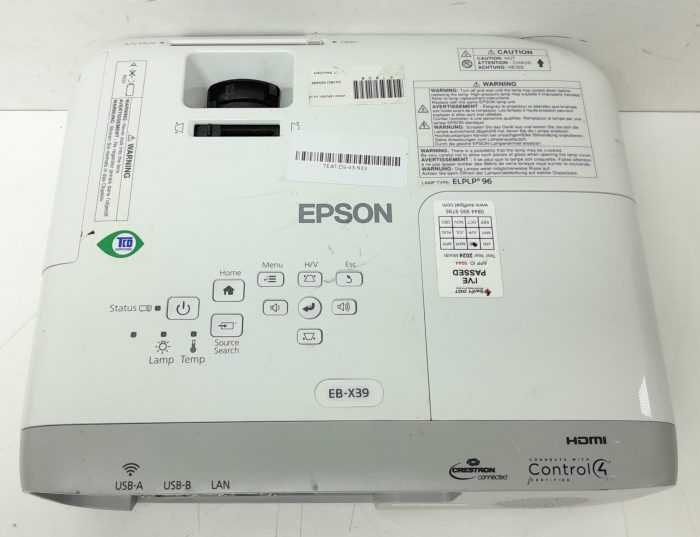 Epson HDMI VGA Projector with 2309 Lamp Hours Used EB-X39 H855B - Image 4