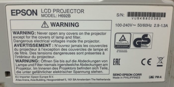Epson HDMI VGA Projector with 3928 Lamp Hours Used EB-X27 H692B - Image 3