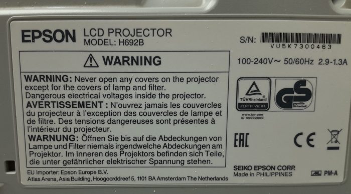 Epson HDMI VGA Projector with 4906 Lamp Hours Used EB-X27 H692B - Image 3