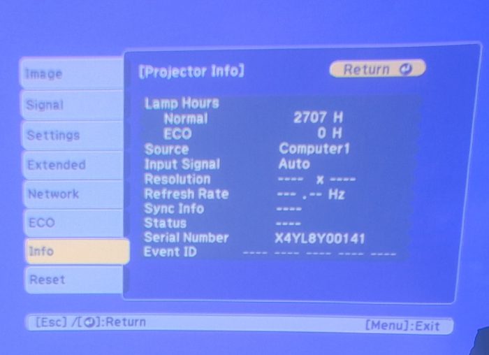 Epson HDMI VGA Projector with 2707 Lamp Hours Used EB-X39 H855B - Image 2