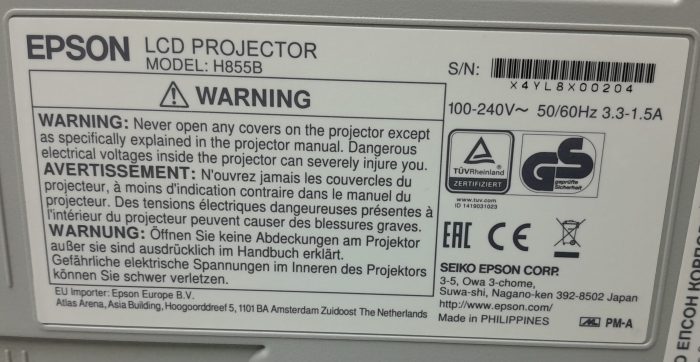 Epson HDMI VGA Projector with 218 Lamp Hours Used EB-X39 H855B - Image 3