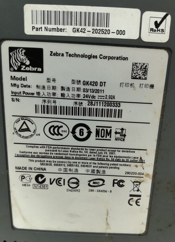 Zebra GK420d Label Printer with Parallel Connection - Image 3