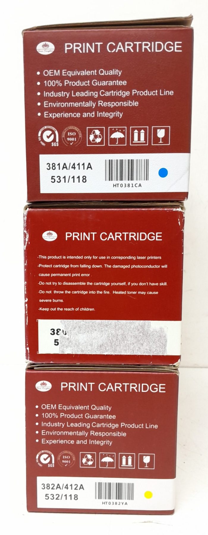 Toner Kingdom Toner Cartridge HT0382YA, HT0382CA, HT0382KA - Joblot Yellow Black & x2 Cyan - Image 6