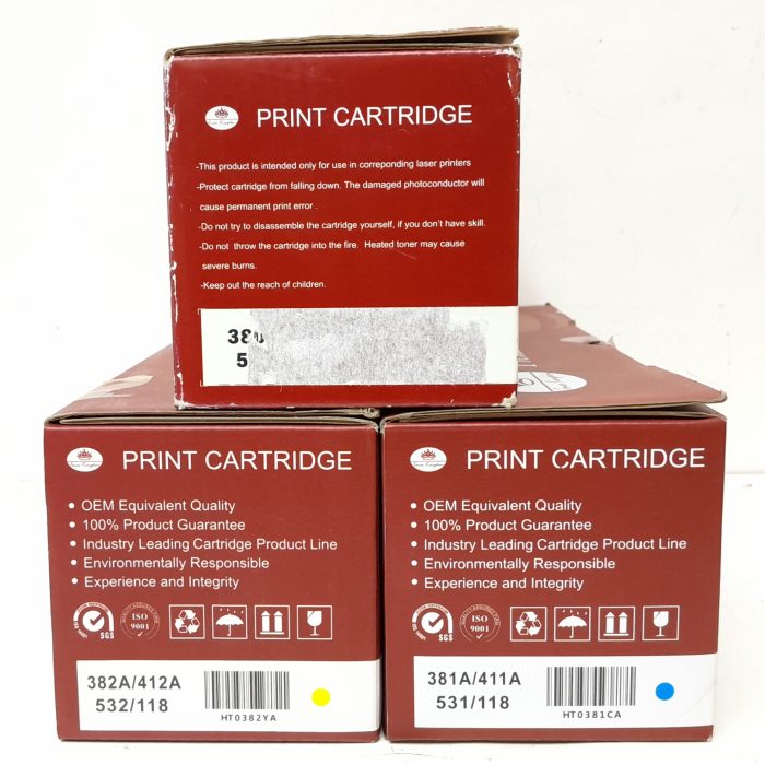 Toner Kingdom Toner Cartridge HT0382YA, HT0382CA, HT0382KA - Joblot Yellow Black & x2 Cyan - Image 3