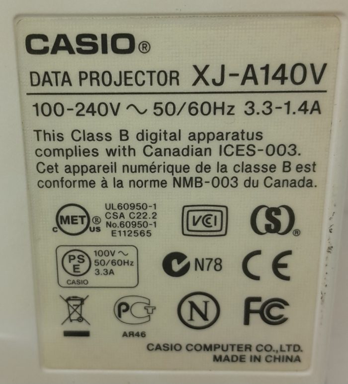 Casio HDMI VGA Projector with 3658 Lamp Hours Used XJ-A140V - Image 3