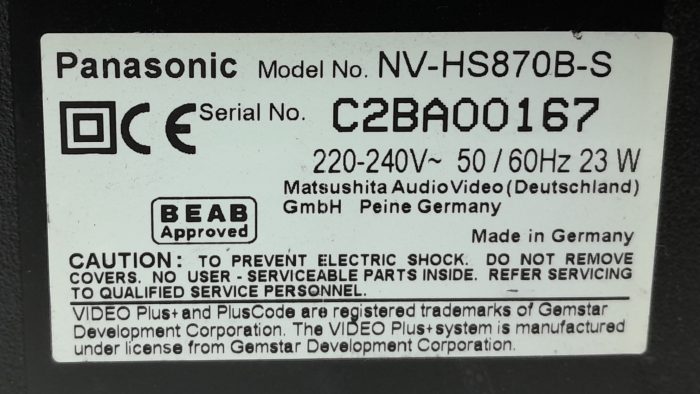 Panasonic VHS Player NV-HS870B-S - Image 3