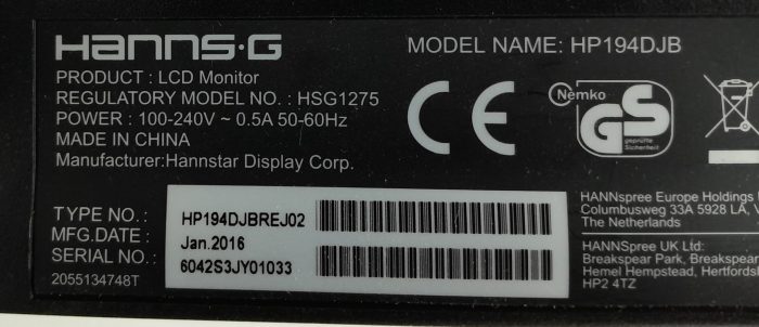 Hanns.G 19" DVI VGA Monitor HP194DJB (HSG1275) - Image 3