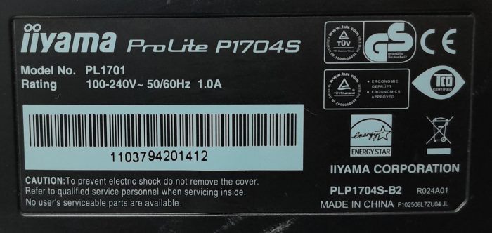 iiyama 17" DVI VGA Monitor ProLite P1704S (PL1701) - Image 3