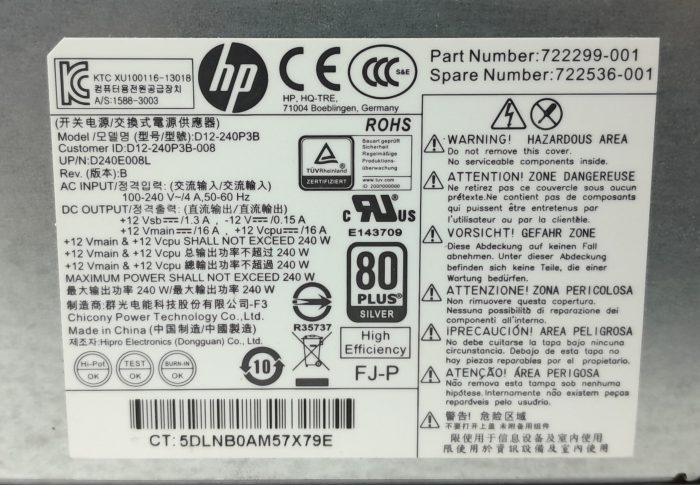 HP Power Supply Unit 240W D12-240P3B - Image 3
