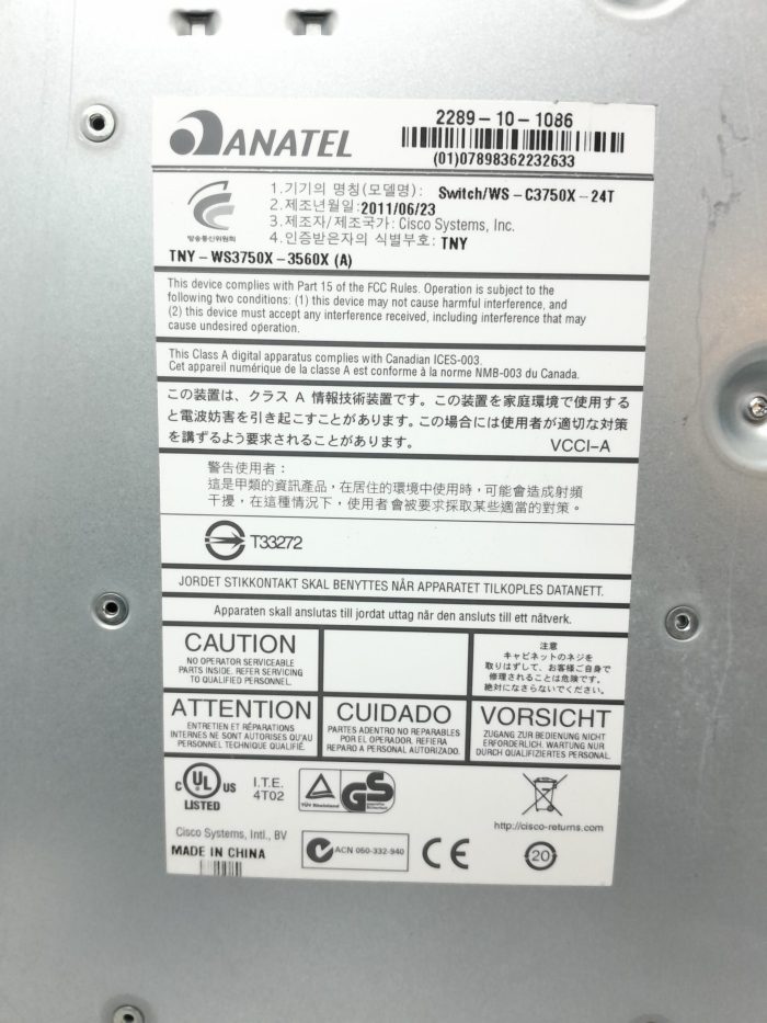 Cisco Network Switch WS-C3750X-24T - Image 3