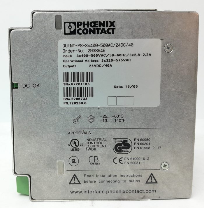 Phoenix Contact Power Supply Unit 300W QUINT-PS-3x400-500AC/24DC/40 - Image 3