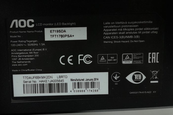 AOC 17" DVI VGA Monitor TFT1780PSA+ (E719SDA) - Image 3
