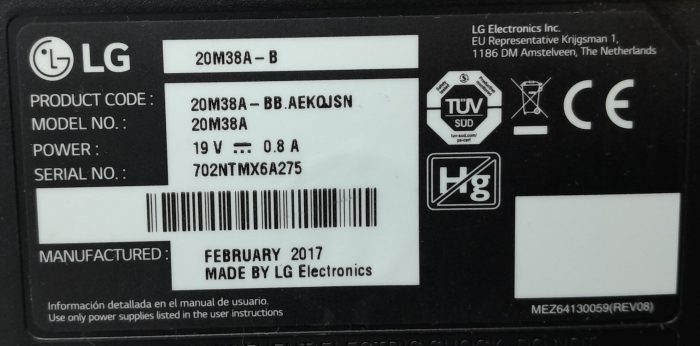 LG 19.5" VGA Monitor 20M38A - Image 3
