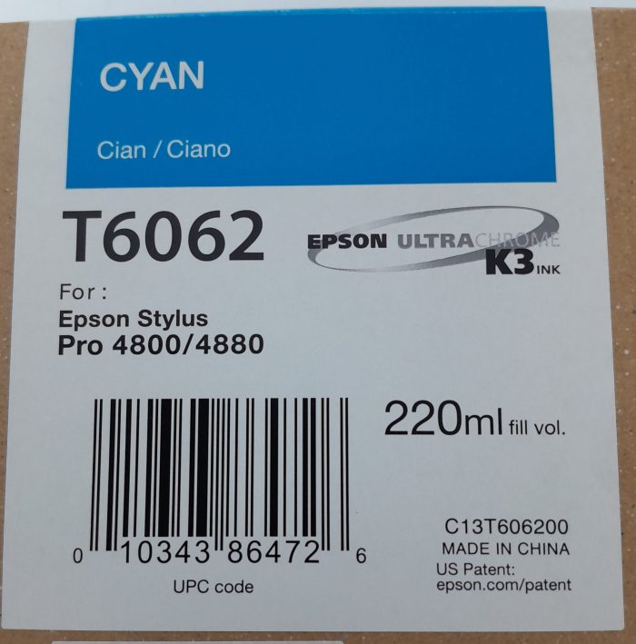 Epson Cyan Ink Cartridge T6062 - Expiry: 2017 - Image 3