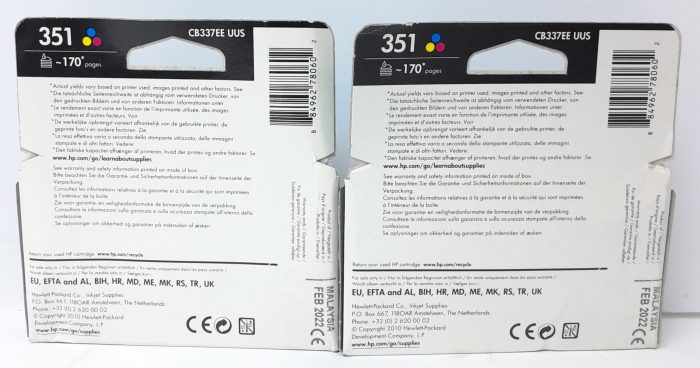HP Tri-Colour Ink Cartridge CB337EE - Expiry: Feb 2022 - Job Lot x2 - Image 5