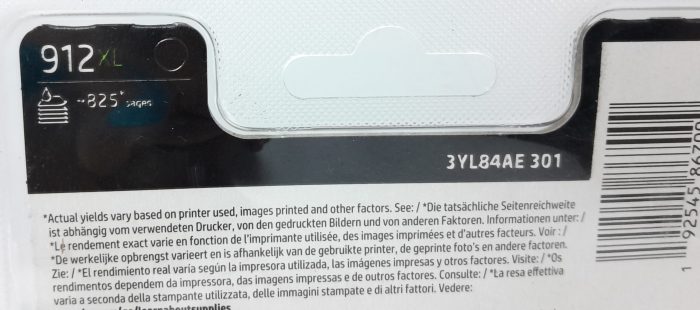 HP Black Ink Cartridge 3YL84AE - 912XL - Expiry: Dec 2022 - Image 3