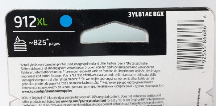 HP Cyan Ink Cartridge 3YL81AE - 912XL - Image 3