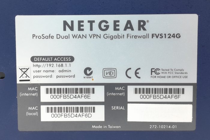 Netgear VPN Gigabit Firewall Dual WAN Prosafe FVS124G - Image 3