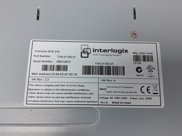 InterLogix TruVision NVR 21S Network Digital Video Recorder - Image 7