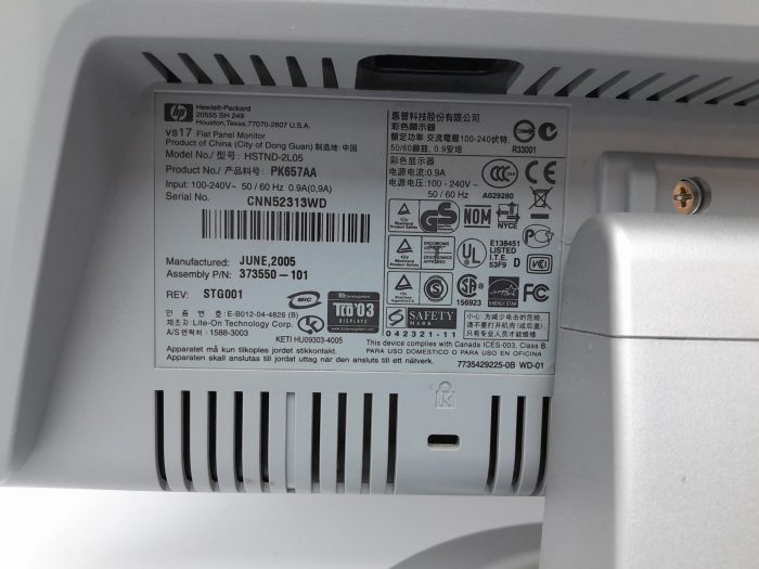 HP VS17 HSTND-2L05 17" VGA LCD Monitor - Image 5